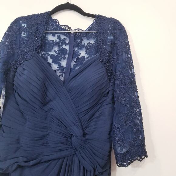 La Femme Rhinestones Beaded Lace Long Evening Gown - Picture 9 of 11